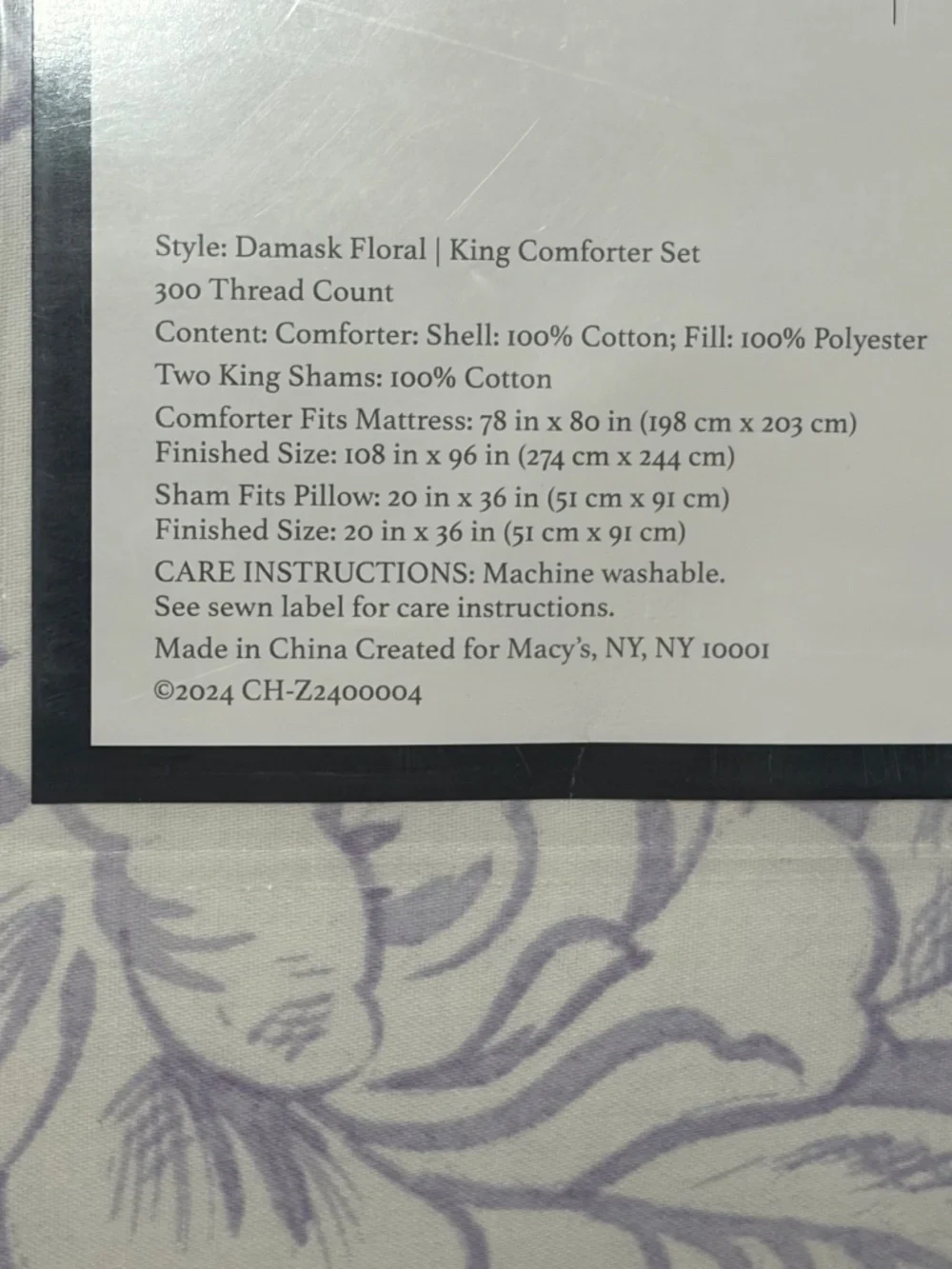 new Charter Club Damask Designs Cotton KING Comforter + 2 Shams in WHITE + LILAC